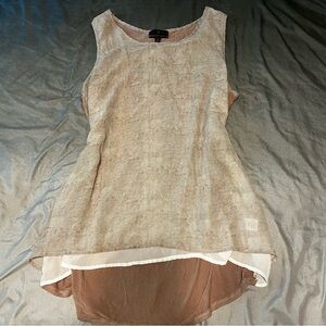 Light Brown Long Flowy Tank Top Blouse